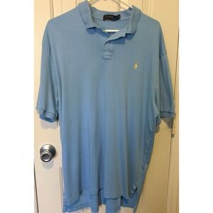 Ralph Lauren Mens Polo Pullover Knit Short Sleeve Blue Cotton Logo Shirt XL